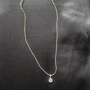 Avon Silver-Tone Pendant Necklace with Clear Crystal